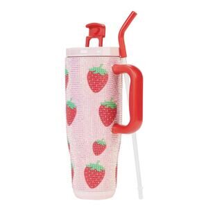 Simply Southern Pink Strawberry Rhinestone 40 Ounce Tumbler